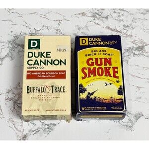 Duke Cannon Big Soap Lot of 2 Buffalo Trace and Gun Smoke 10 oz Each